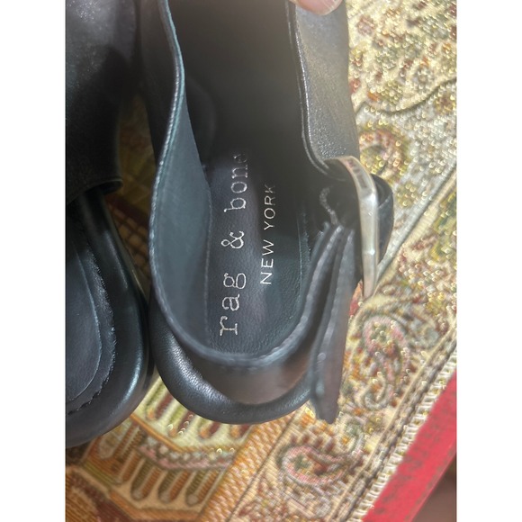 rag & bone New York Black Leather Slingback Block Heel Sandals Size 37 - Picture 5 of 8